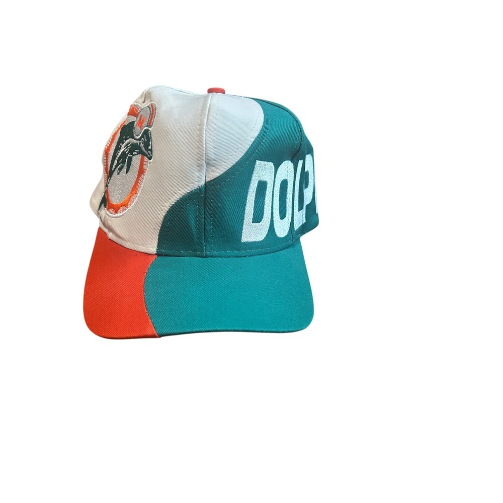 Vintage Miami Dolphins Logo 7 Snapback Hat NFL Aqua White Orange 90s Cap